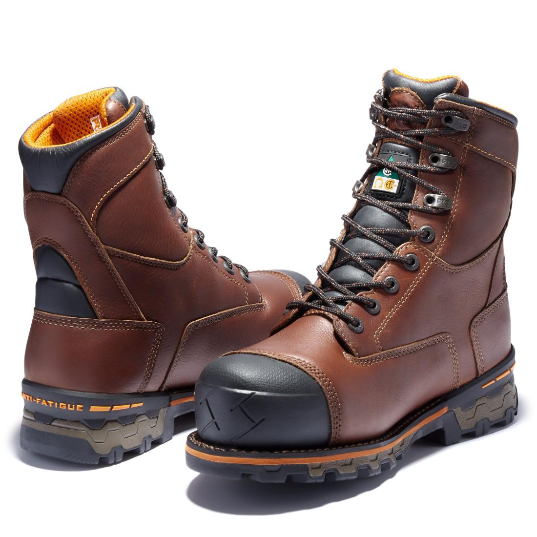 Timberland Pro Boondock EV Waterproof CSA Composite Toe Work Boots – Dark Brown Heel-Back View