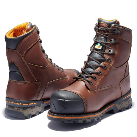 Timberland Pro Boondock EV Waterproof CSA Composite Toe Work Boots – Dark Brown Heel-Back View