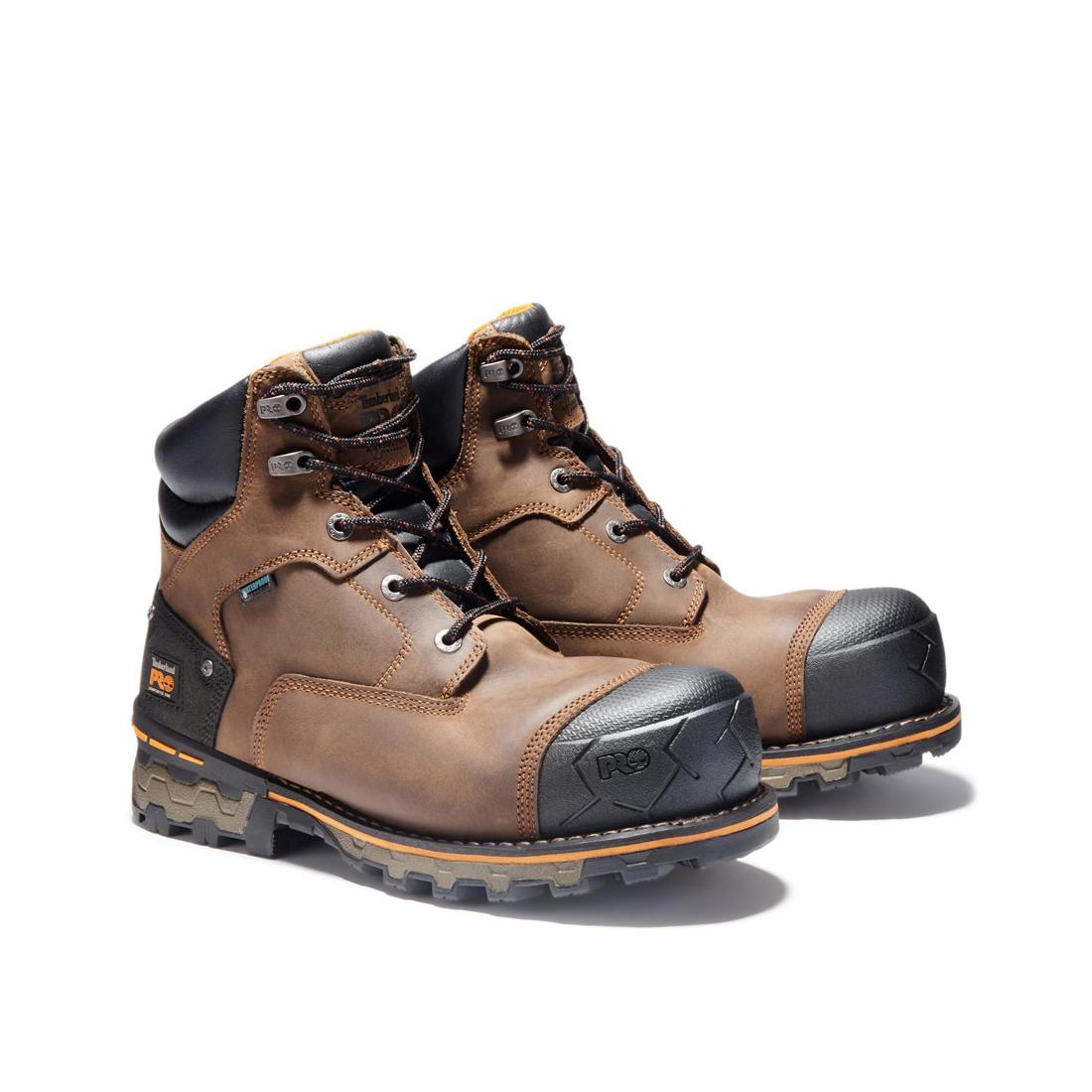 Timberland Pro Boondock 6 Inch Composite-Toe Waterproof Work Boot Brown Detail View
