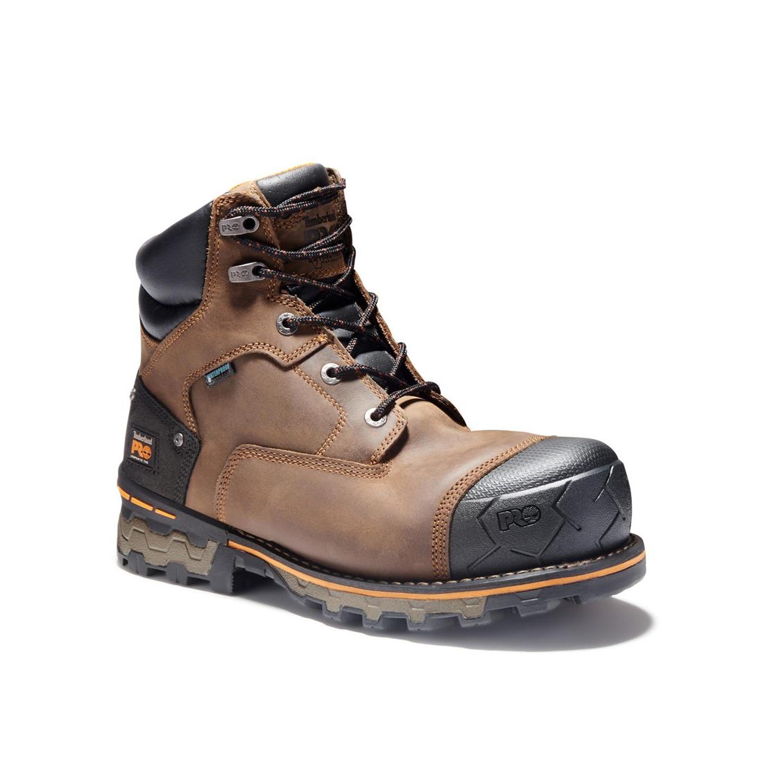 Timberland Pro Boondock 6 Inch Composite-Toe Waterproof Work Boot Brown Medial View