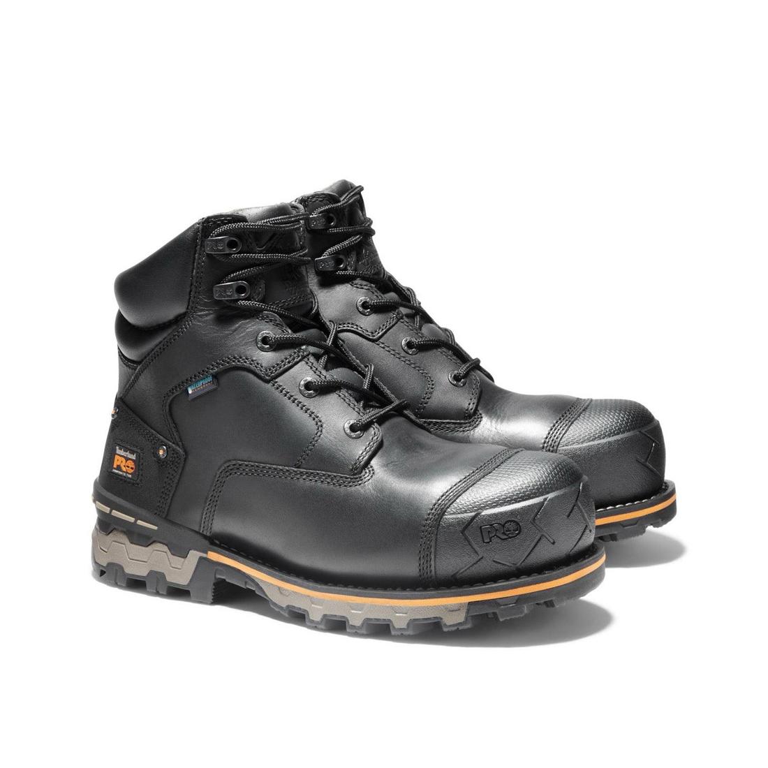 Timberland Pro Boondock 6 Inch Composite-Toe Waterproof Work Boot Black Angled View