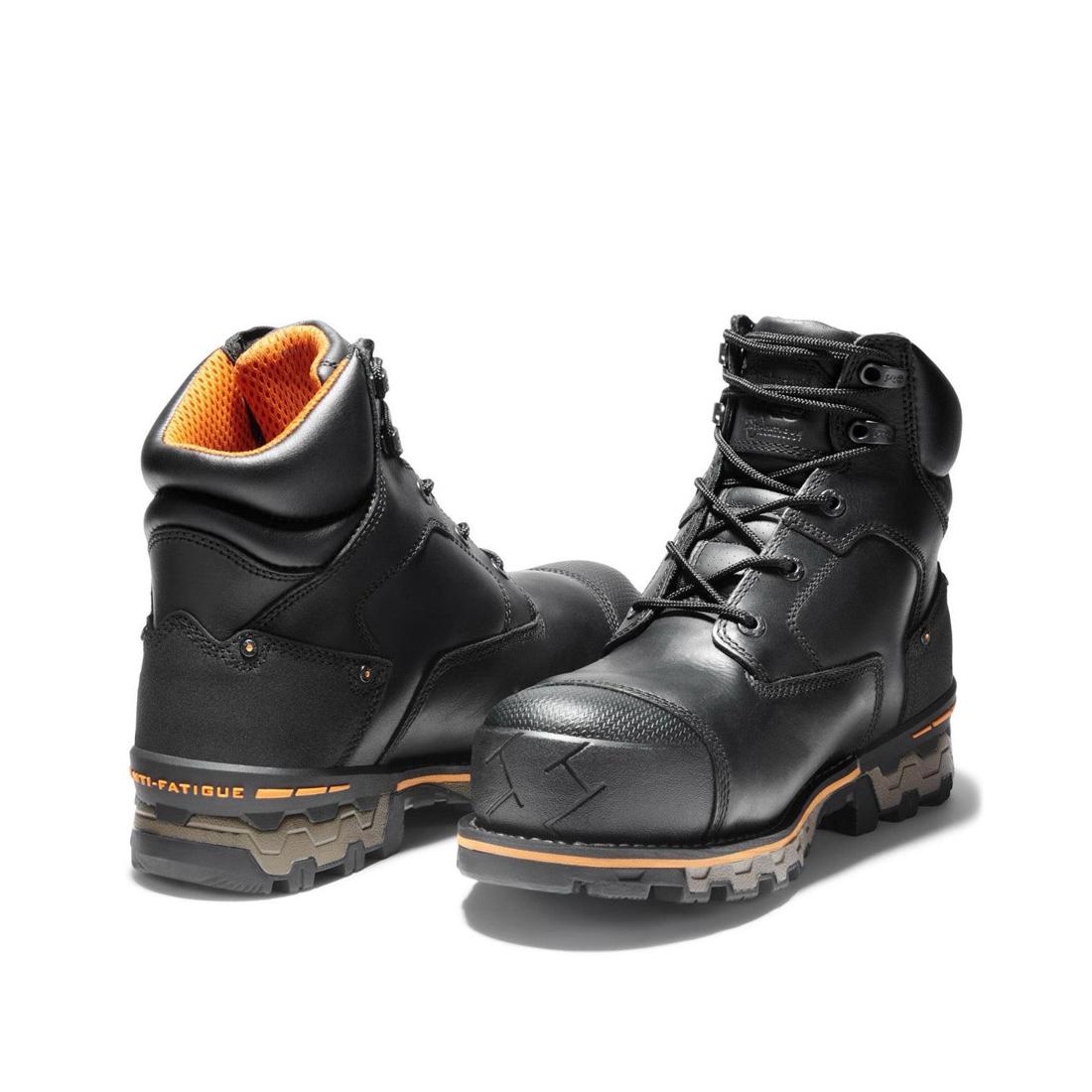 Timberland Pro Boondock 6 Inch Composite-Toe Waterproof Work Boot Black Heel-Back View