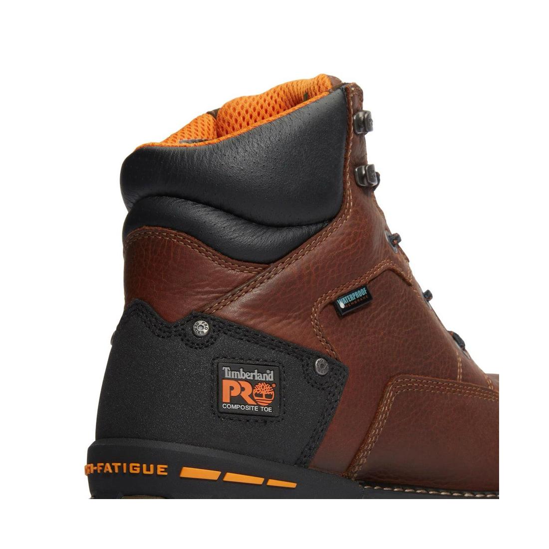 Timberland Pro Boondock 6 Inch Composite-Toe Waterproof Ins 400G Work Boot Brown Angled View