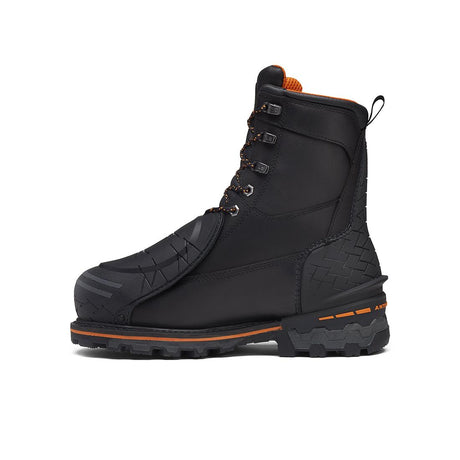 Timberland Pro Boondock Emg 8-Inch Composite-Toe Work Boot Fp Ins Csa 200G Full Grain Black/Orange Angled View