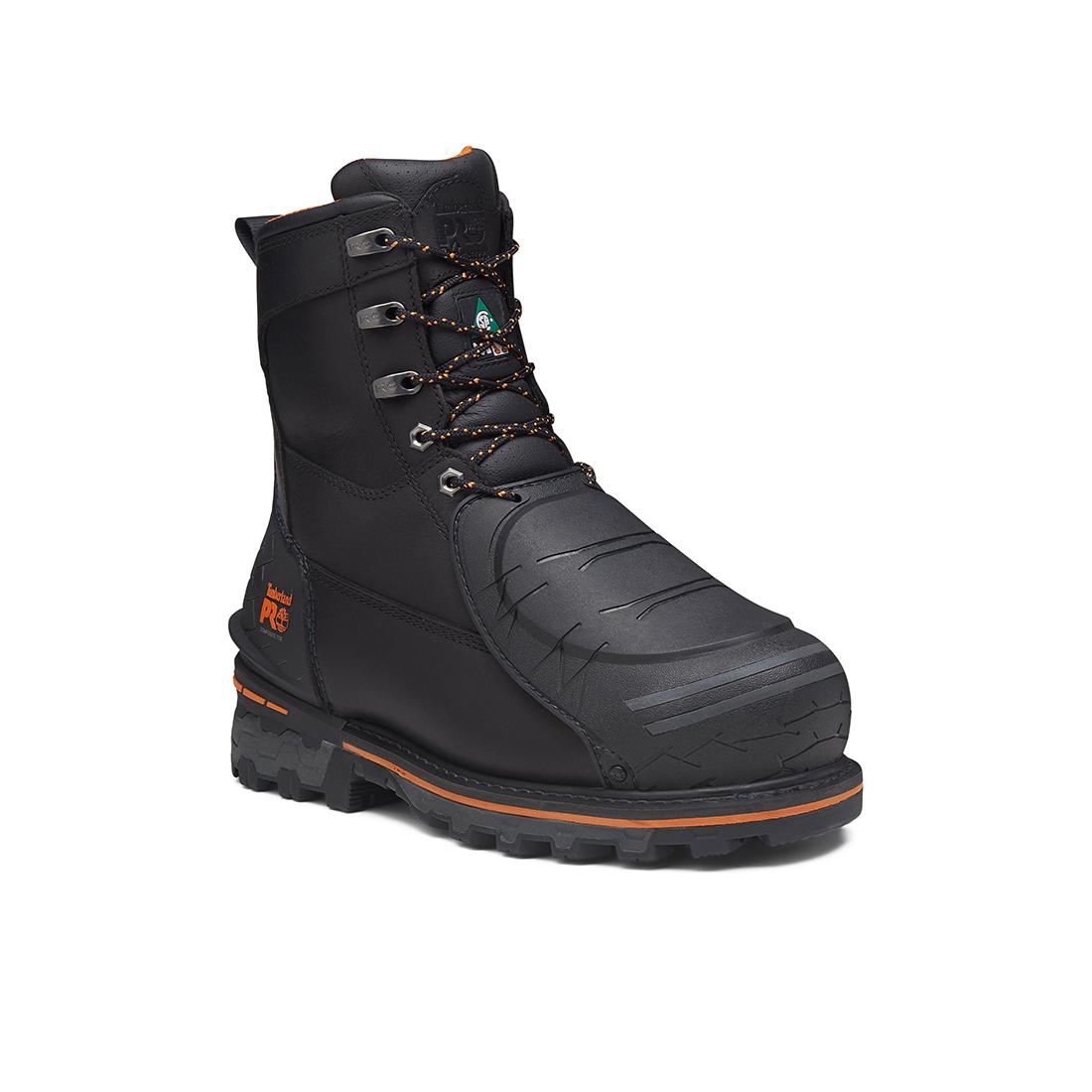 Timberland Pro Boondock Emg 8-Inch Composite-Toe Work Boot Fp Ins Csa 200G Full Grain Black/Orange Medial View