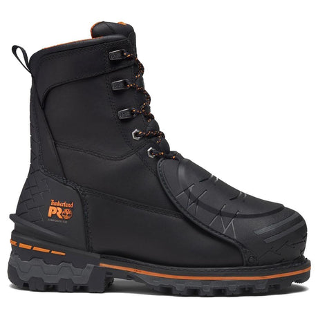Timberland Pro Boondock Emg 8-Inch Composite-Toe Work Boot Fp Ins Csa 200G Full Grain Black/Orange Profile View