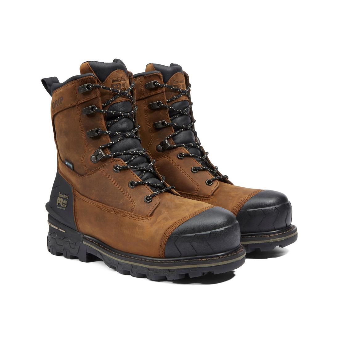 Timberland Pro Boondock HD 8 Inch Composite-Toe Waterproof Work Boot Brown Detail View