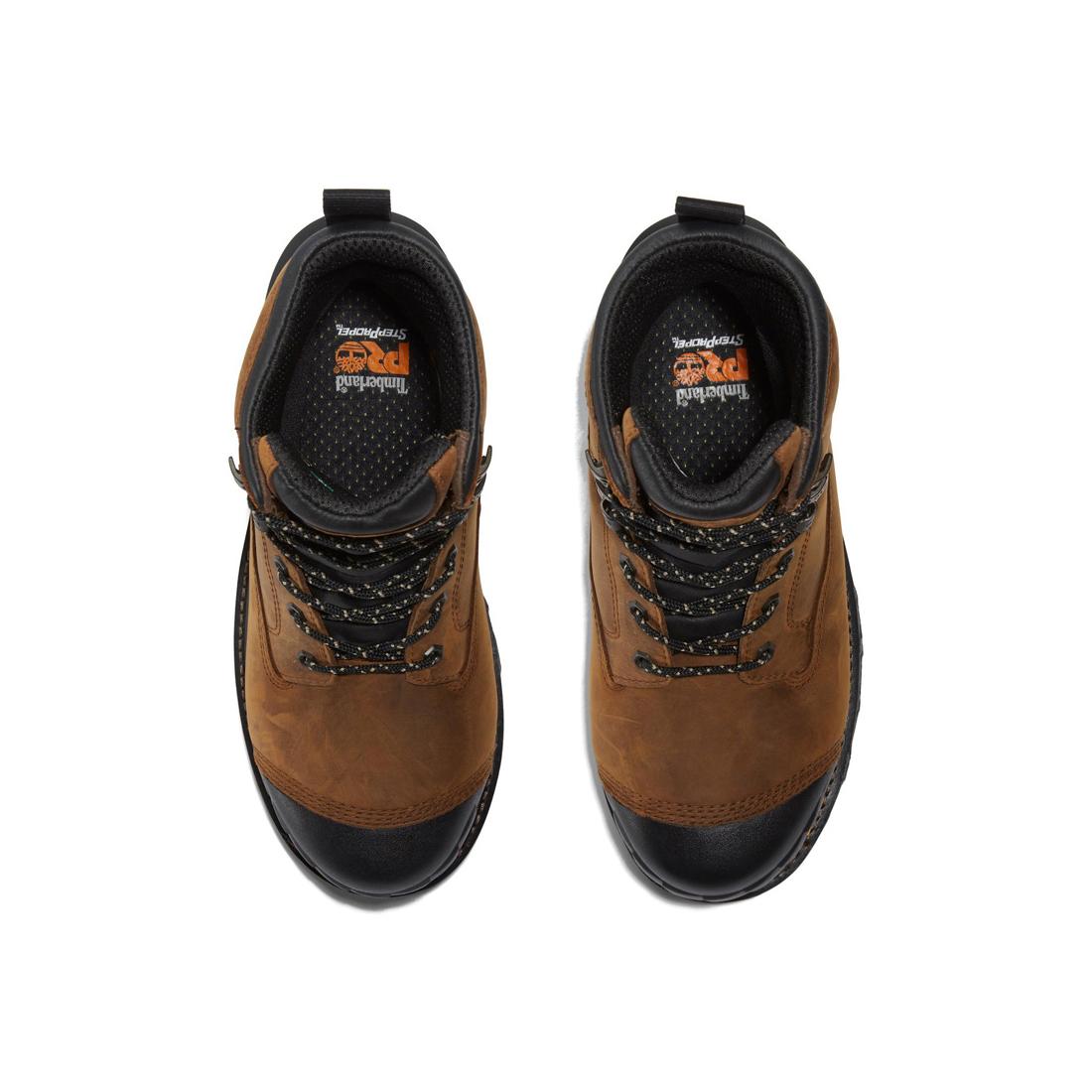 Timberland Pro Boondock HD 8 Inch Composite-Toe Waterproof Work Boot Brown Front-upper View