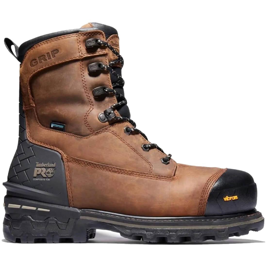 Timberland Pro Boondock HD 8 Inch Composite-Toe Waterproof Work Boot Brown Profile View