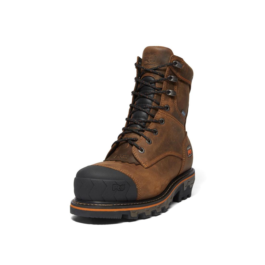 Timberland Pro Boondock HD 8 Inch Composite-Toe Waterproof Ins 400G Logger Work Boot Brown Detail View