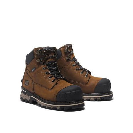 Timberland Pro Women's Boondock 6 Inch Composite-Toe Waterproof Work Boot Brown Angled View