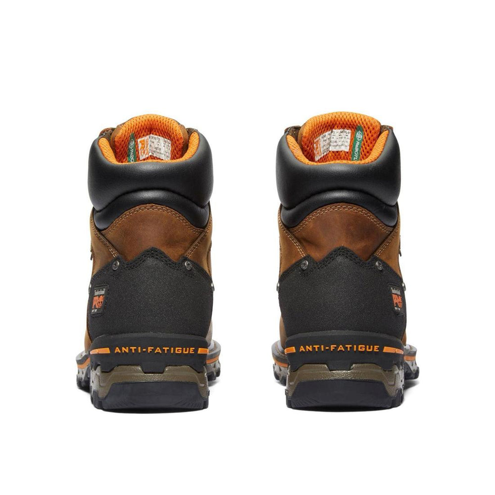Timberland Pro Boondock 6 Inch Soft-Toe Waterproof Boot Brown Heel-Back View