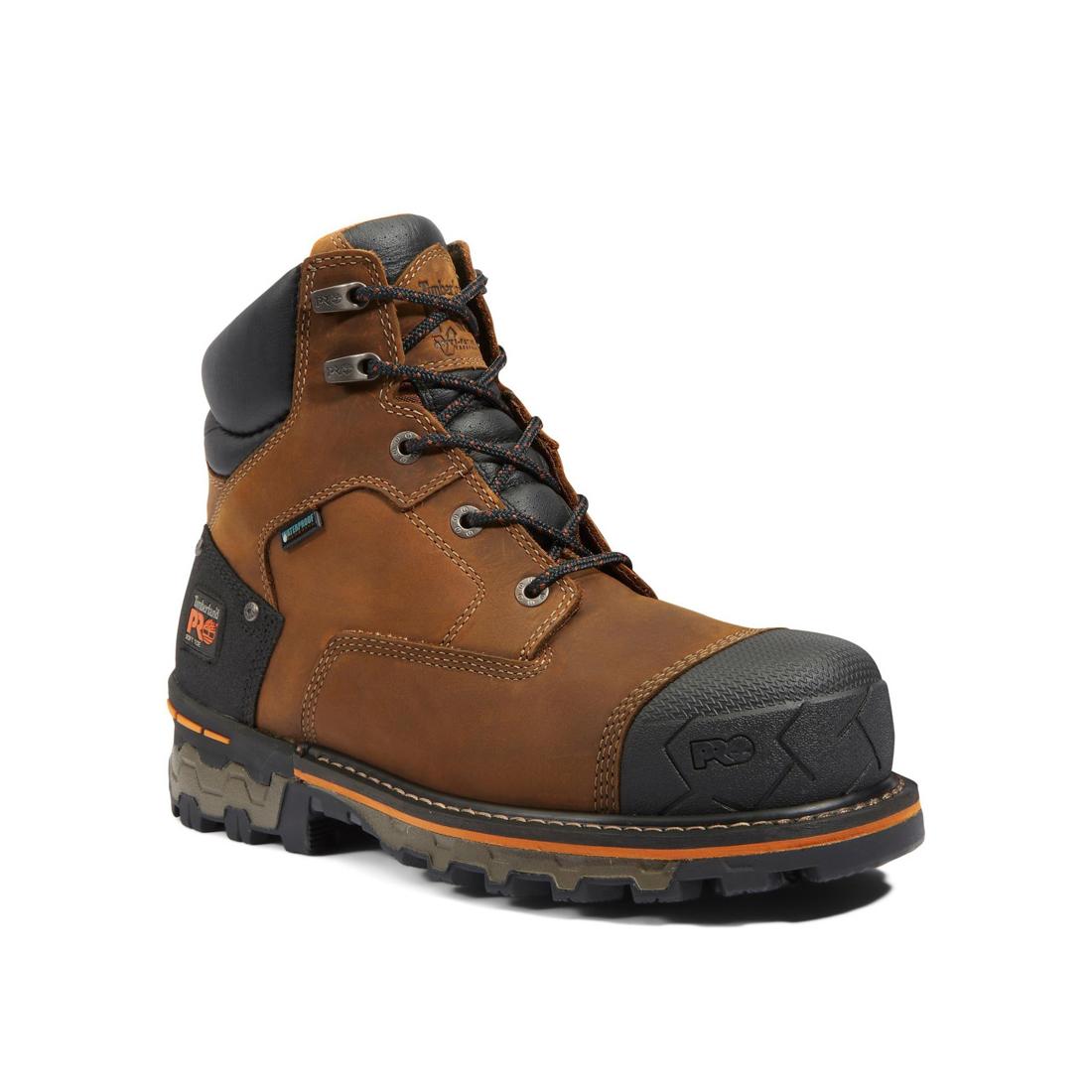 Timberland Pro Boondock 6 Inch Soft-Toe Waterproof Boot Brown Medial View