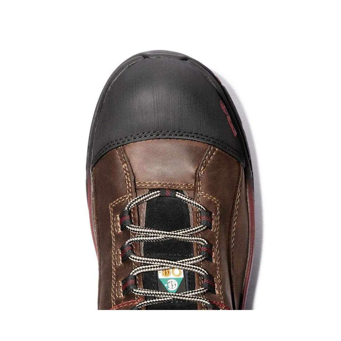 Timberland Pro Booshog 6 Inch Composite-Toe Waterproof PR Work Boot Red Brown Angled View