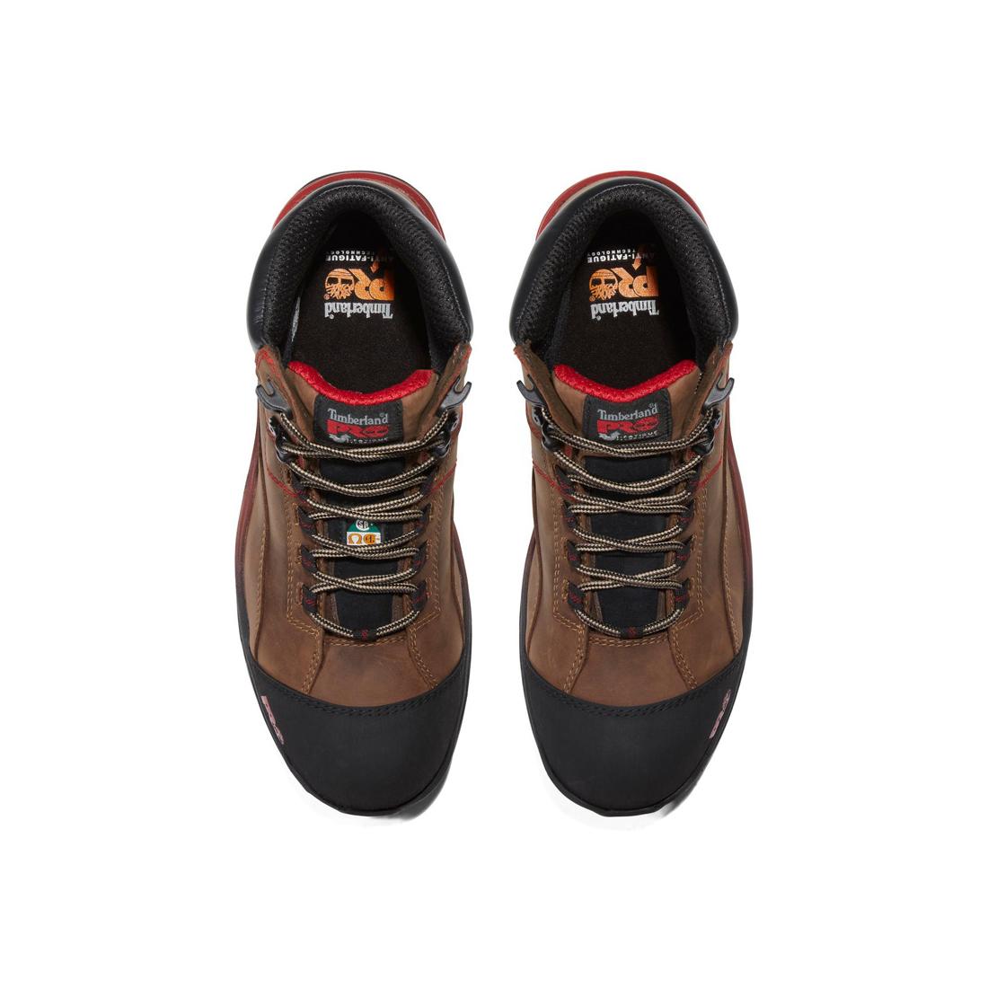 Timberland Pro Booshog 6 Inch Composite-Toe Waterproof PR Work Boot Red Brown Front-upper View