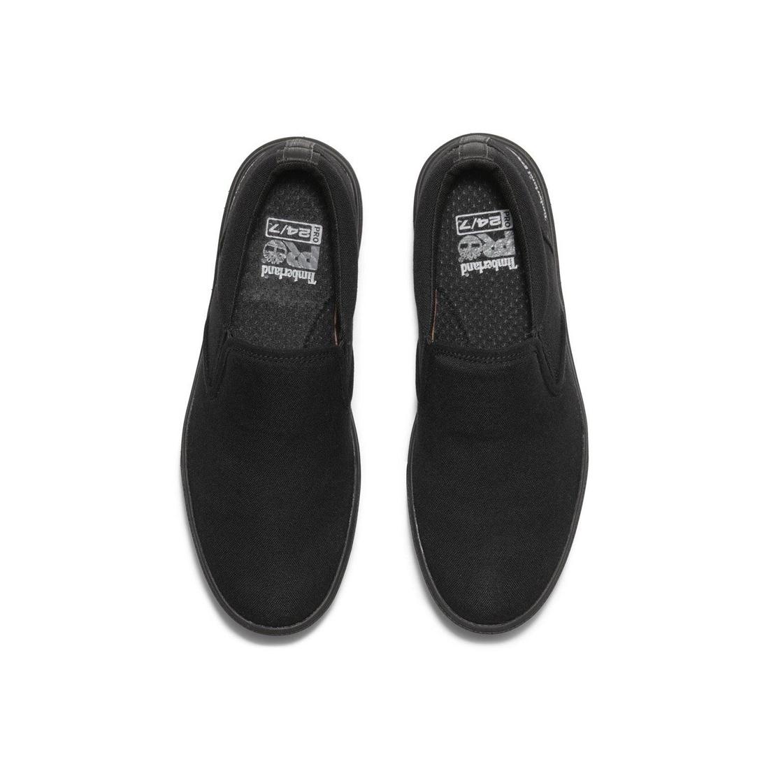 Timberland Pro Burbank Soft-Toe Slip-on Shoe Black Front-upper View