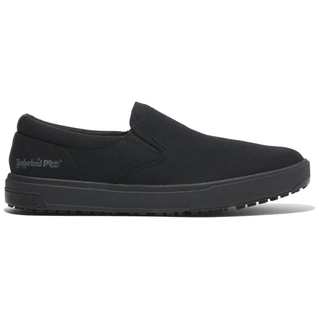 Timberland Pro Burbank Soft-Toe Slip-on Shoe Black Profile View