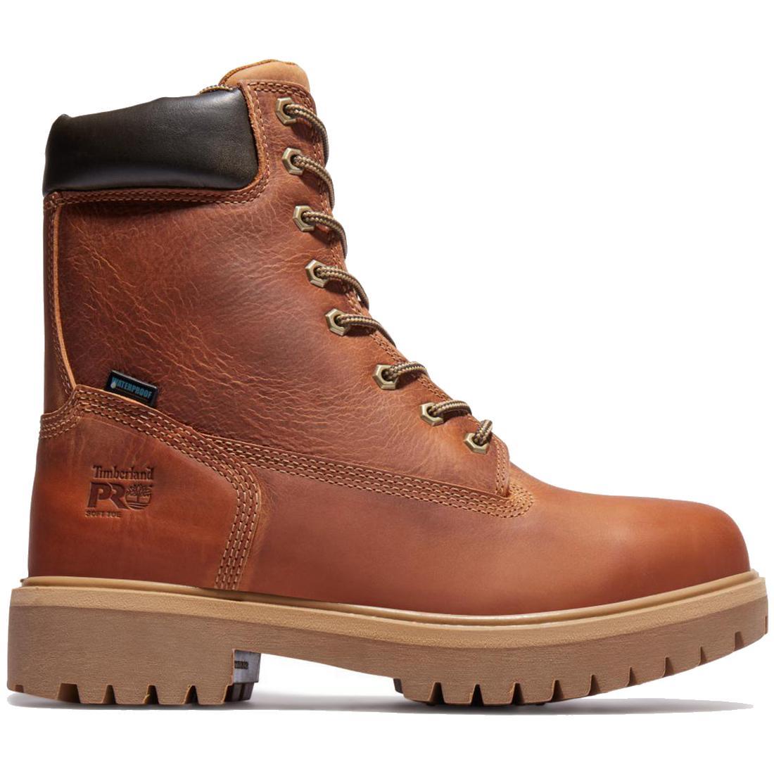 Timberland Pro Direct Attach 8 Inch Soft-Toe Waterproof Ins 400G Boot Brown Profile View