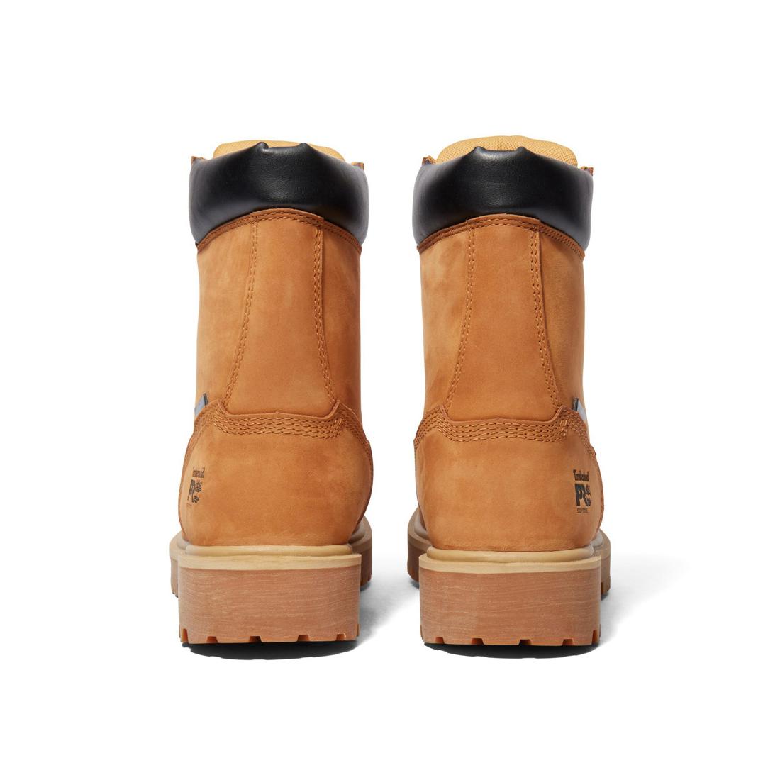 Timberland Pro Direct Attach 8 Inch Soft-Toe Boot Waterproof Boot Wheat Heel-Back View
