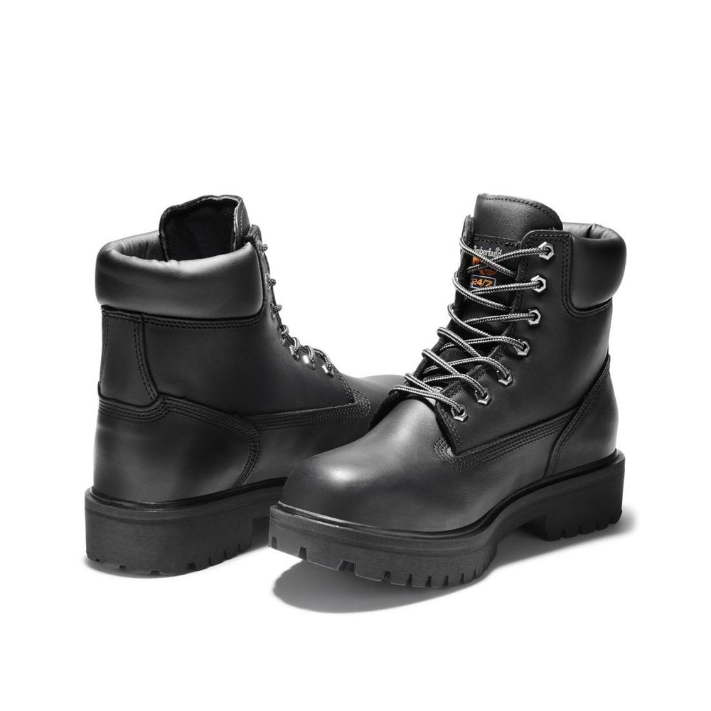 Timberland Pro Direct Attach 6 Inch Steel-Toe Waterproof Ins 200G Work Boot Black Heel-Back View
