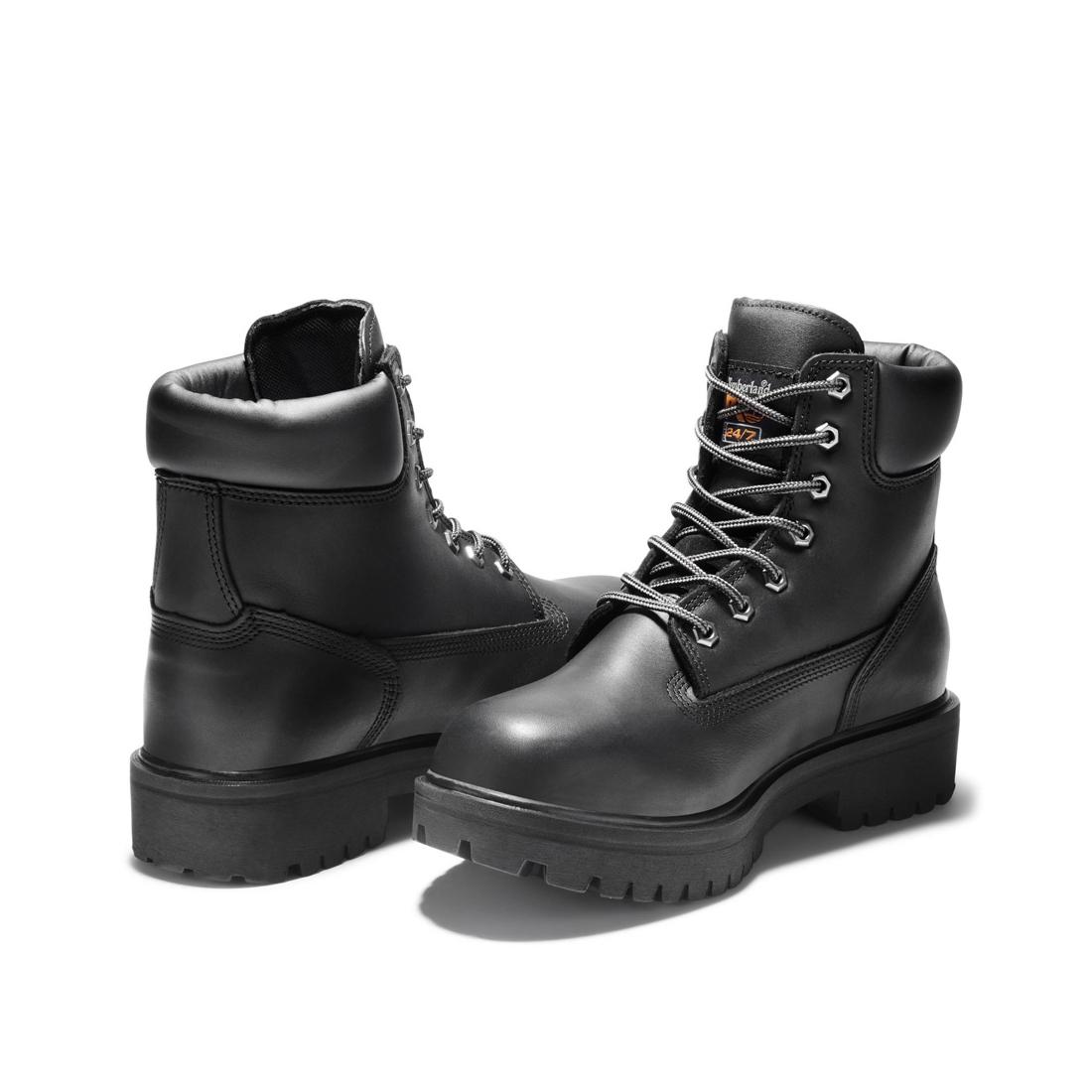 Timberland Pro Direct Attach 6 Inch Steel-Toe Waterproof Ins 200G Work Boot Black Heel-Back View