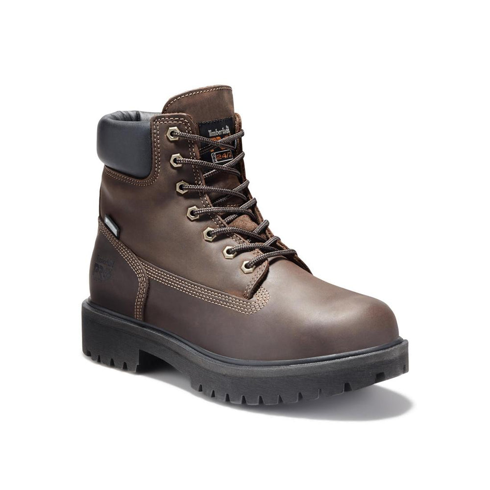Timberland Pro Direct Attach 6 Inch Steel-Toe Waterproof Ins 200G Work Boot Dark Brown Medial View