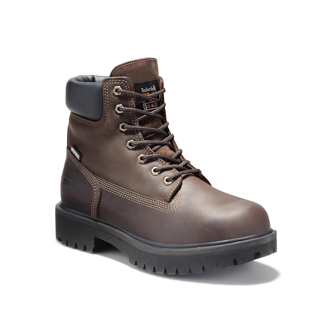 Timberland Pro Direct Attach 6 Inch Steel-Toe Waterproof Ins 200G Work Boot Dark Brown Medial View