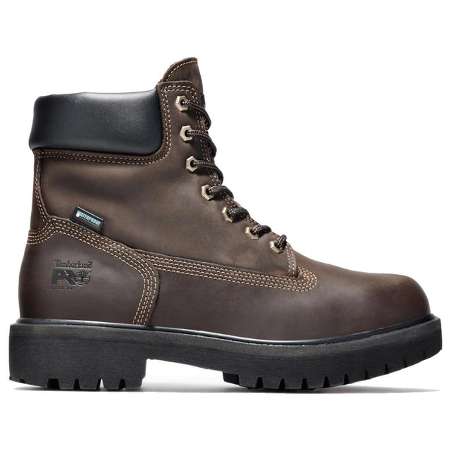 Timberland Pro Direct Attach 6 Inch Steel-Toe Waterproof Ins 200G Work Boot Dark Brown Profile View