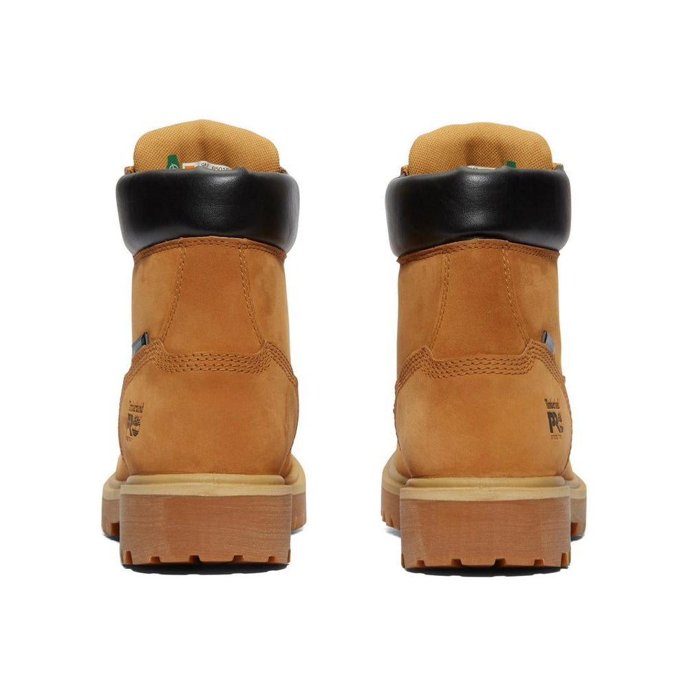 Timberland Pro Direct Attach 6 Inch Steel-Toe Waterproof Ins 200G Work Boot Wheat Heel-Back View