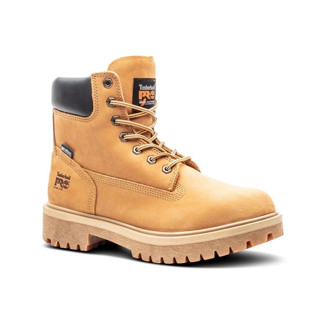 Timberland Pro Direct Attach 6 Inch Steel-Toe Waterproof Ins 200G Work Boot Wheat Medial View