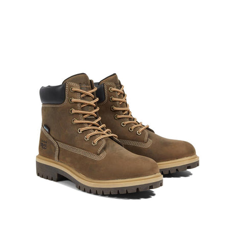 Timberland Pro Women's Direct Attach 6 Inch Soft Toe Waterproof Ins 200G Boot Brown Angled View
