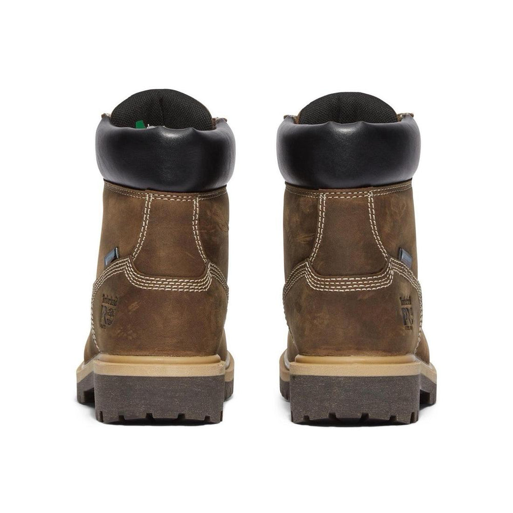 Timberland Pro Women's Direct Attach 6 Inch Steel-Toe Waterproof Work Boot Brown Heel-Back View