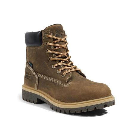 Timberland Pro Women's Direct Attach 6 Inch Steel-Toe Waterproof Work Boot Brown Medial View