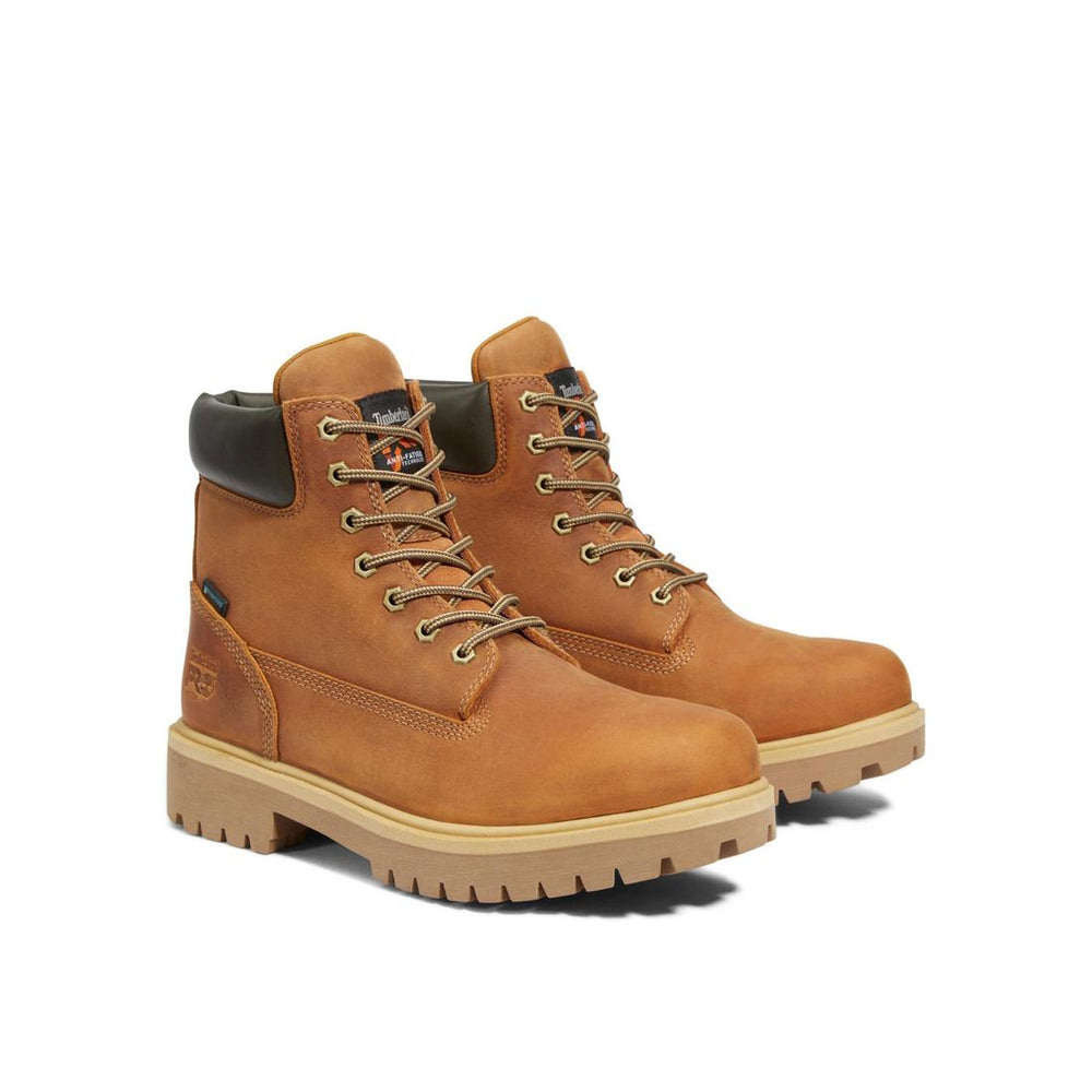 Timberland Pro Direct Attach 6 Inch Soft-Toe Waterproof Boot Wheat Angled View