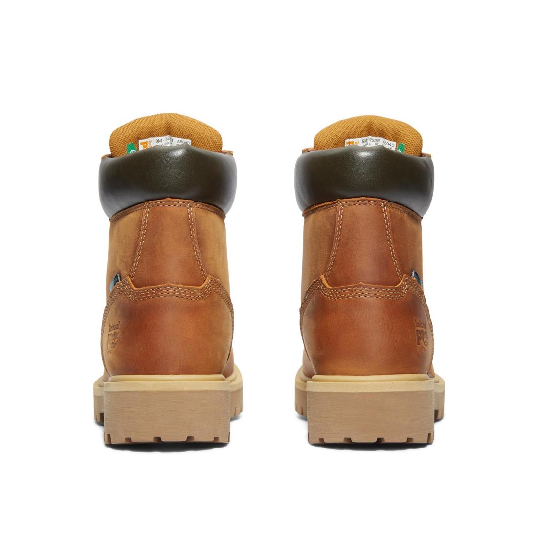 Timberland Pro Direct Attach 6 Inch Soft-Toe Waterproof Boot Wheat Heel-Back View