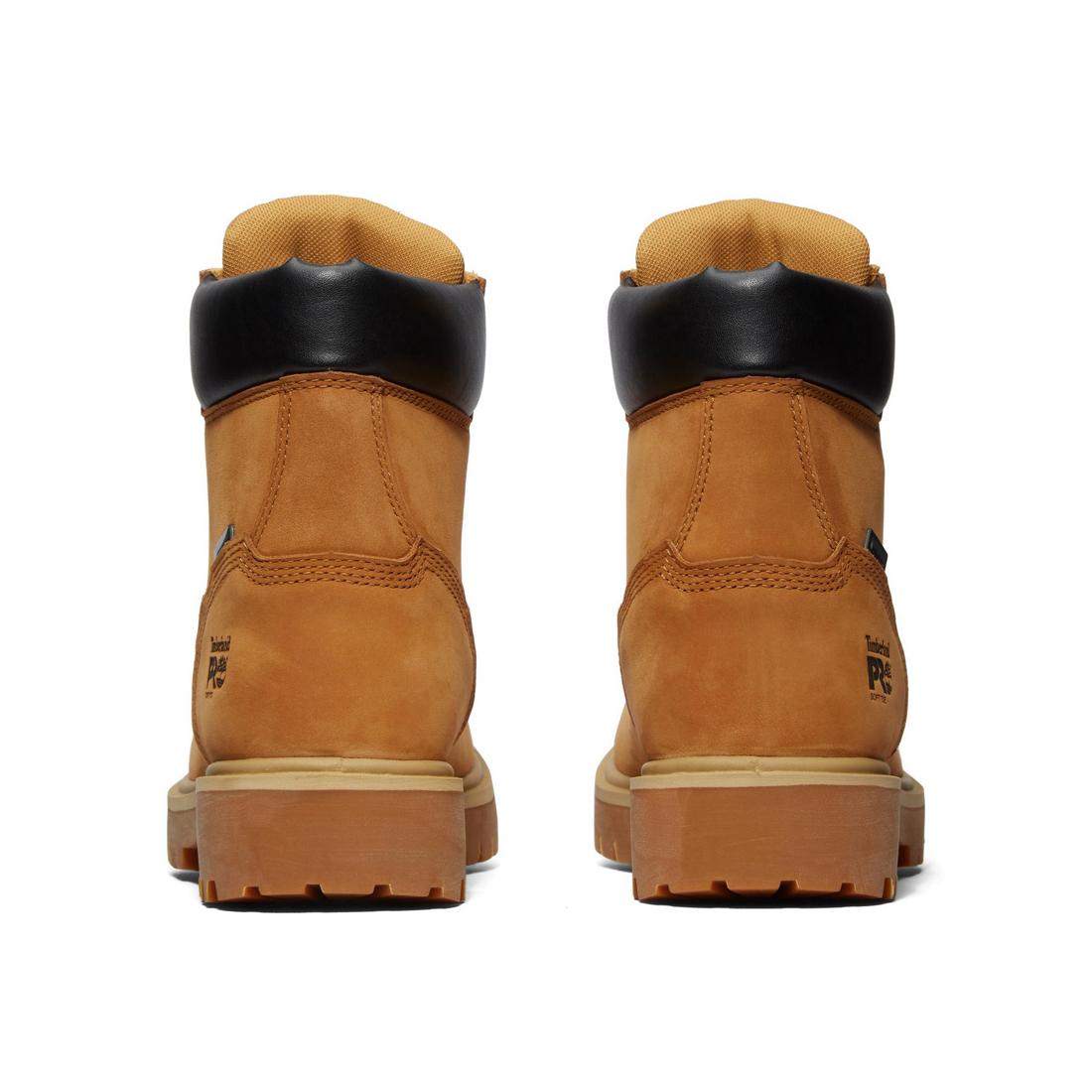 Timberland Pro Direct Attach 6 Inch Soft-Toe Waterproof Ins 200G Boot Wheat Heel-Back View