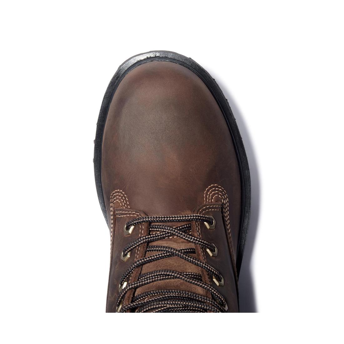 Timberland Pro Direct Attach 6 Inch Soft-Toe Waterproof Ins 200G Boot Dark Brown Angled View