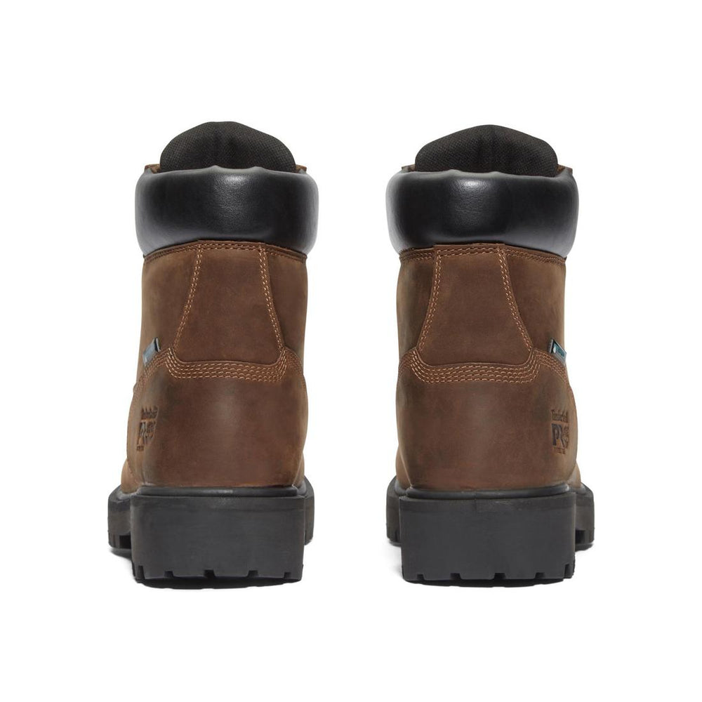 Timberland Pro Direct Attach 6 Inch Soft-Toe Waterproof Ins 200G Boot Dark Brown Heel-Back View