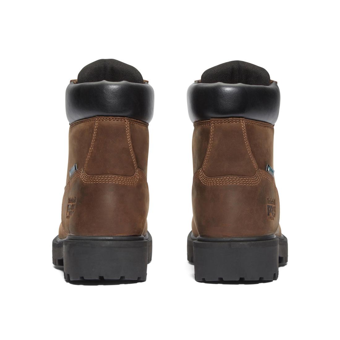 Timberland Pro Direct Attach 6 Inch Soft-Toe Waterproof Ins 200G Boot Dark Brown Heel-Back View