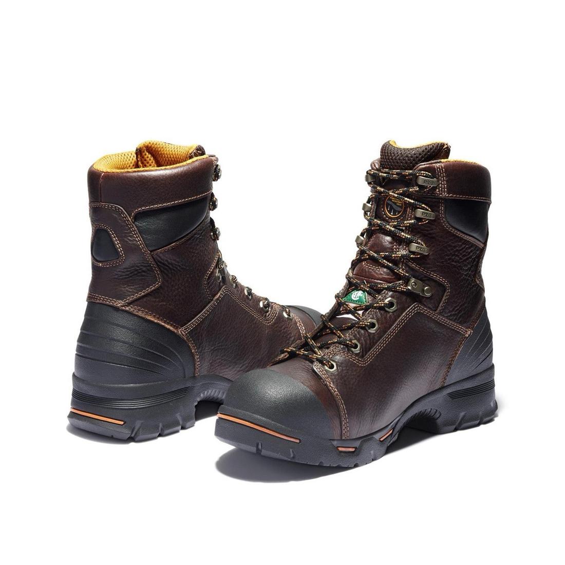 Timberland Pro Endurance 8 Inch Steel-Toe Work Boot Brown Heel-Back View