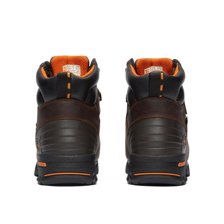 Timberland Pro Endurance 6 Inch Steel-Toe PR Met Guard Work Boot Brown Heel-Back View
