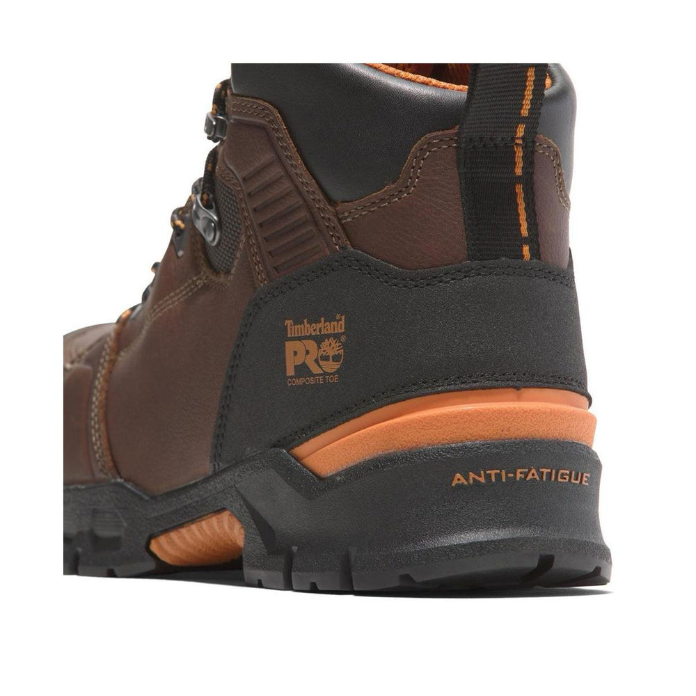 Timberland Pro Endurance Ev 6 Inch Composite-Toe Work Boot Brown Angled View