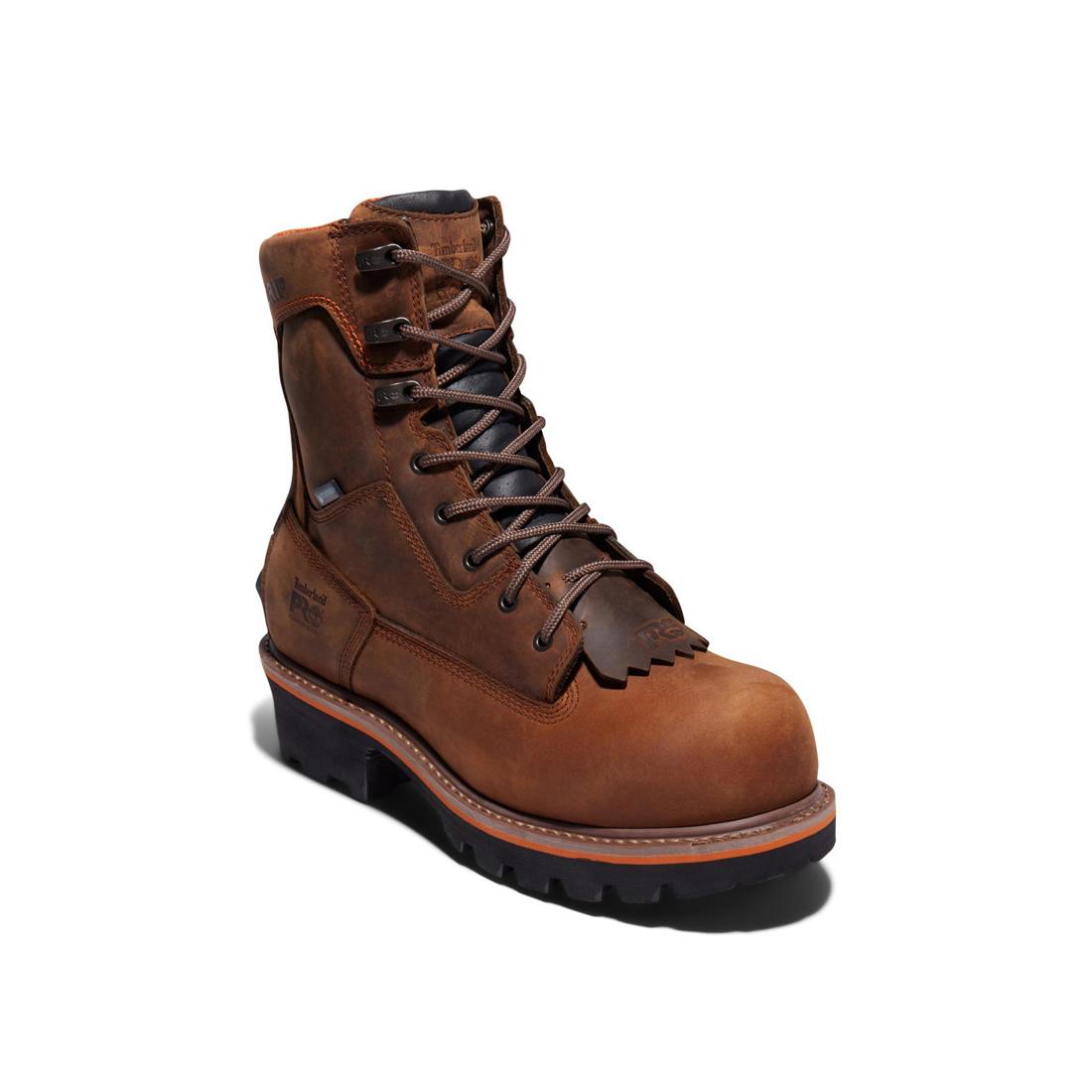 Timberland Pro Evergreen 8 Inch Composite-Toe Waterproof Logger Work Boot Brown Medial View
