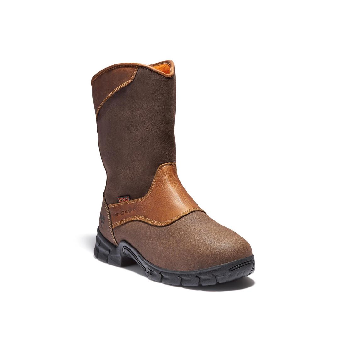 Timberland Pro Excave Steel-Toe Met Guard WP Pull-On Work Boot Brown Medial View