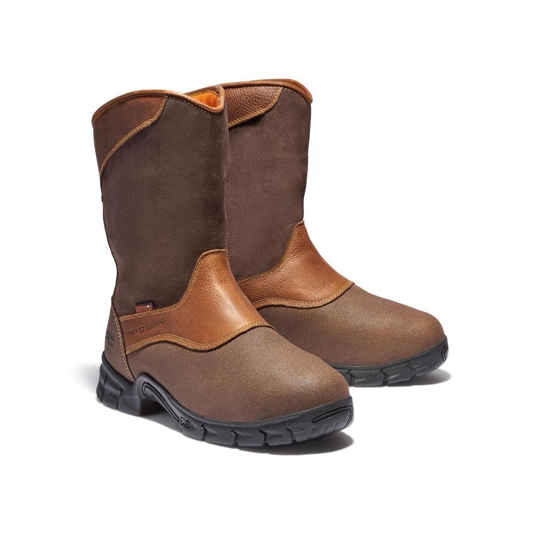 Timberland Pro Excave Steel-Toe Met Guard WP Pull-On Work Boot Brown View