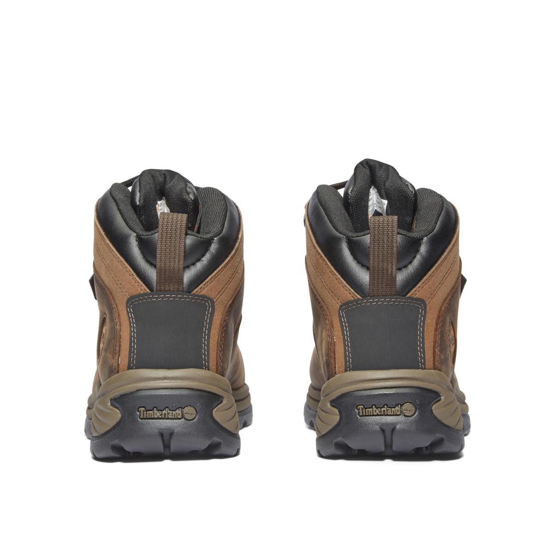 Timberland Pro Flume Steel-Toe Waterproof Hiker Work Boot Brown Heel-Back View