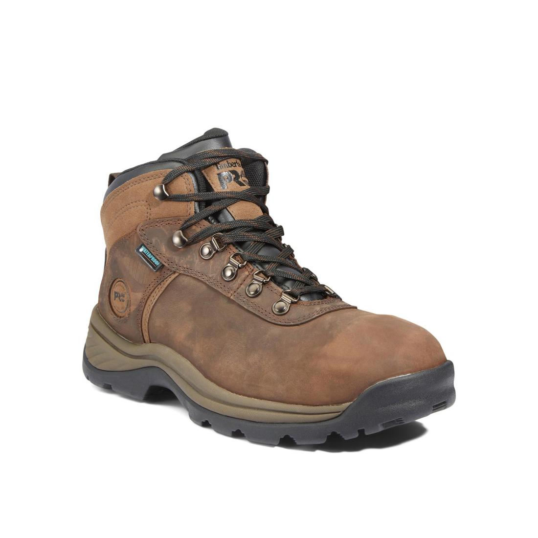 Timberland Pro Flume Steel-Toe Waterproof Hiker Work Boot Brown Medial View