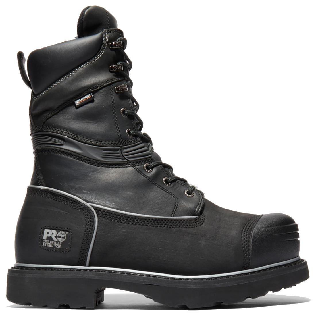 Timberland Pro Gravel Pit Img 10-Inch Waterproof Met Guard Steel-Toe Work Boot Sp Ins 400G Black Profile View