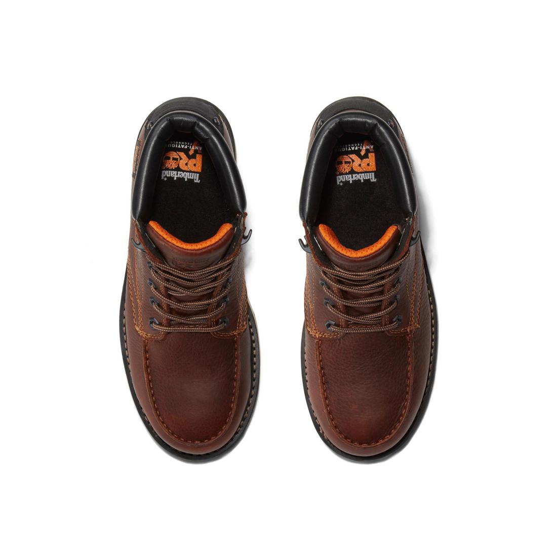 Timberland Pro Gridworks 6 Inch Alloy-Toe Waterproof Work Boot Brown Front-upper View