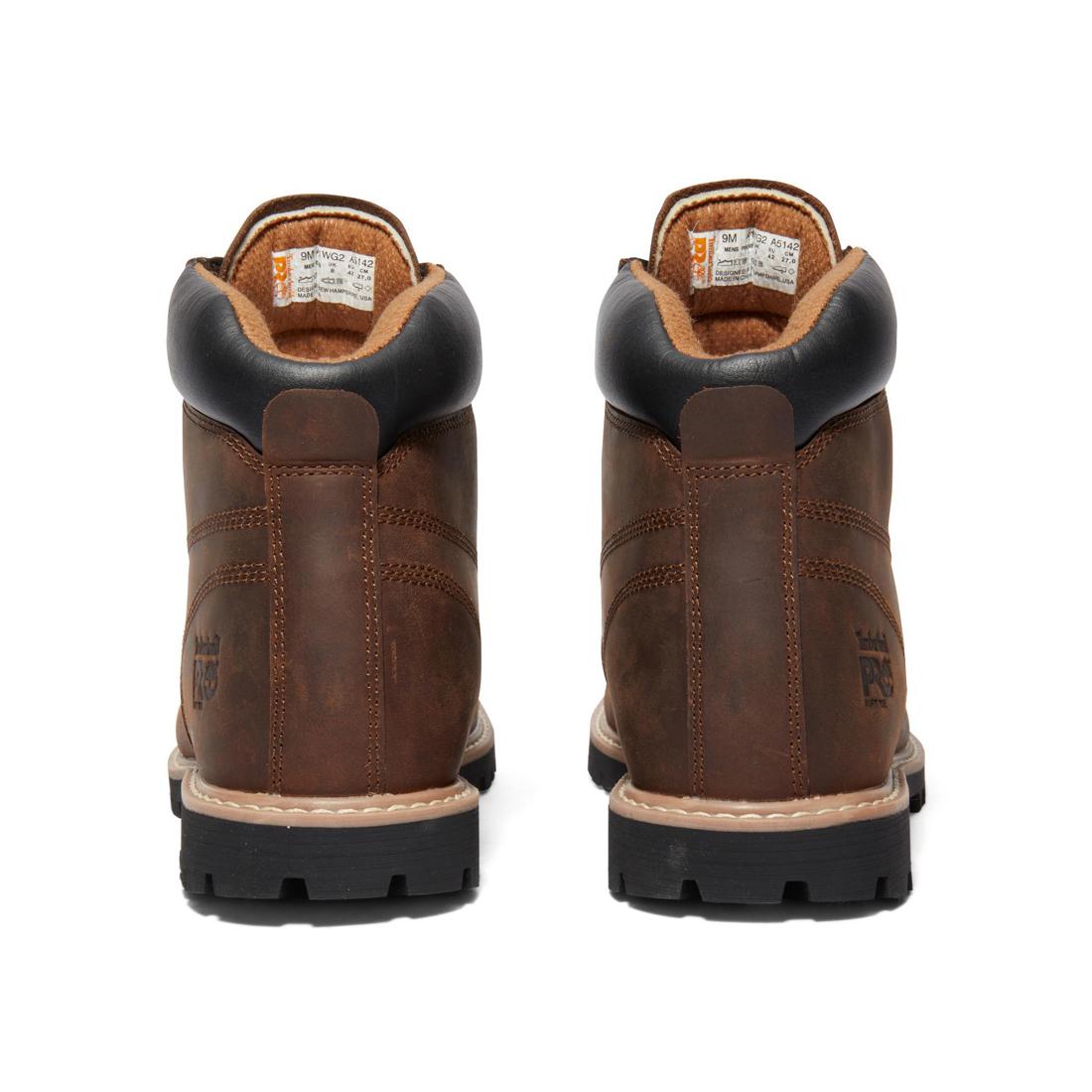 Timberland Pro Gritstone 6 Inch Soft-Toe Boot Brown Heel-Back View